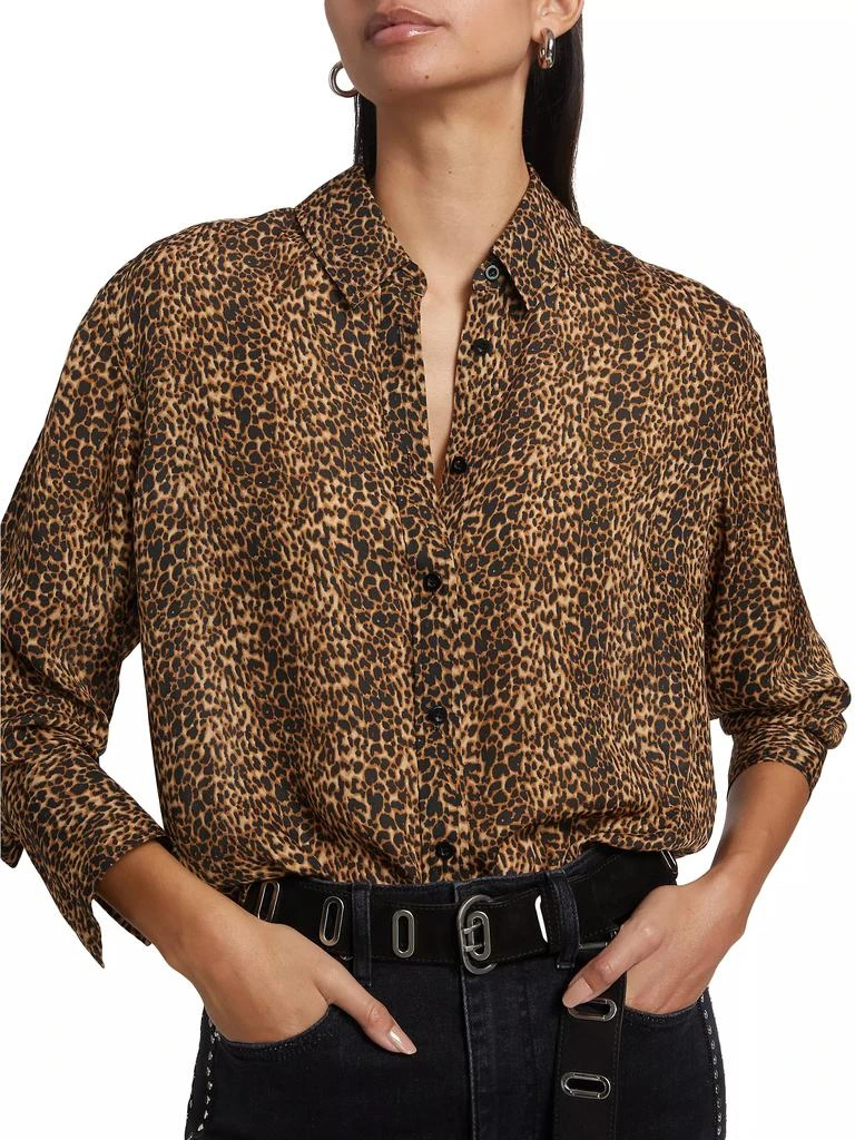 FRAME The Standard Leopard-Print Silk Shirt 6