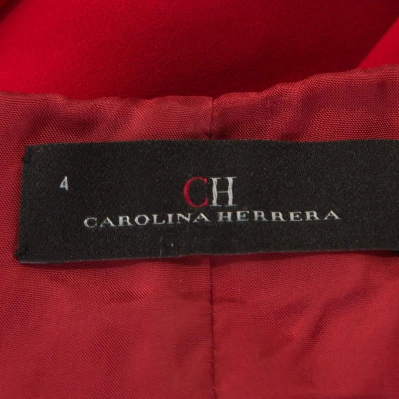 CH Carolina Herrera CH Carolina Herrera Red Crepe Ruffle Detail Sleeveless Maxi Dress S 5