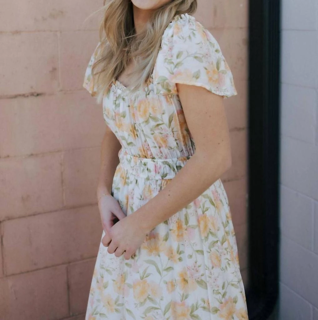 Blu Pepper Floral Ruffle Sleeve Dress In Yellow 2