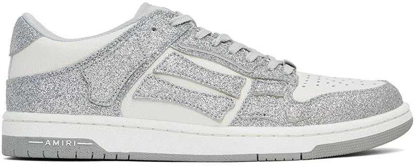 AMIRI White & Silver Shimmer Skel Top Low Sneakers 1