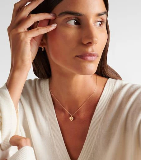 Sydney Evan Fluted Heart 14kt gold chain necklace with ruby 3