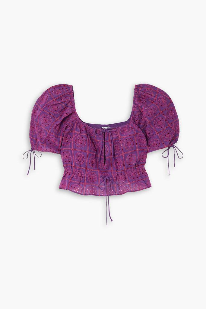 GANNI Cropped broderie anglaise cotton top