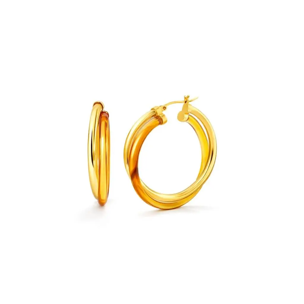 Gold & Honey Gold & Honey - Women's Crossover Lucite Hoop Earrings