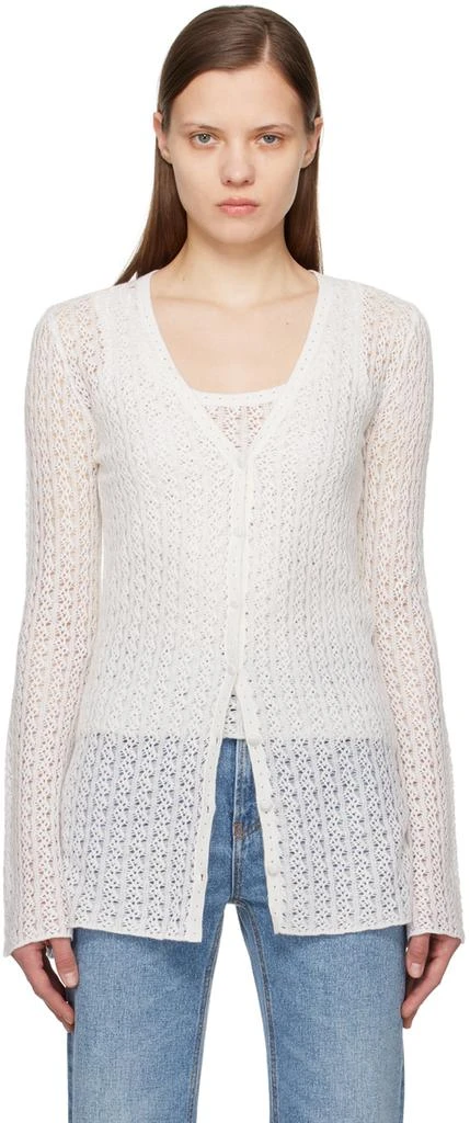 Chloé White Y-Neck Cardigan 1