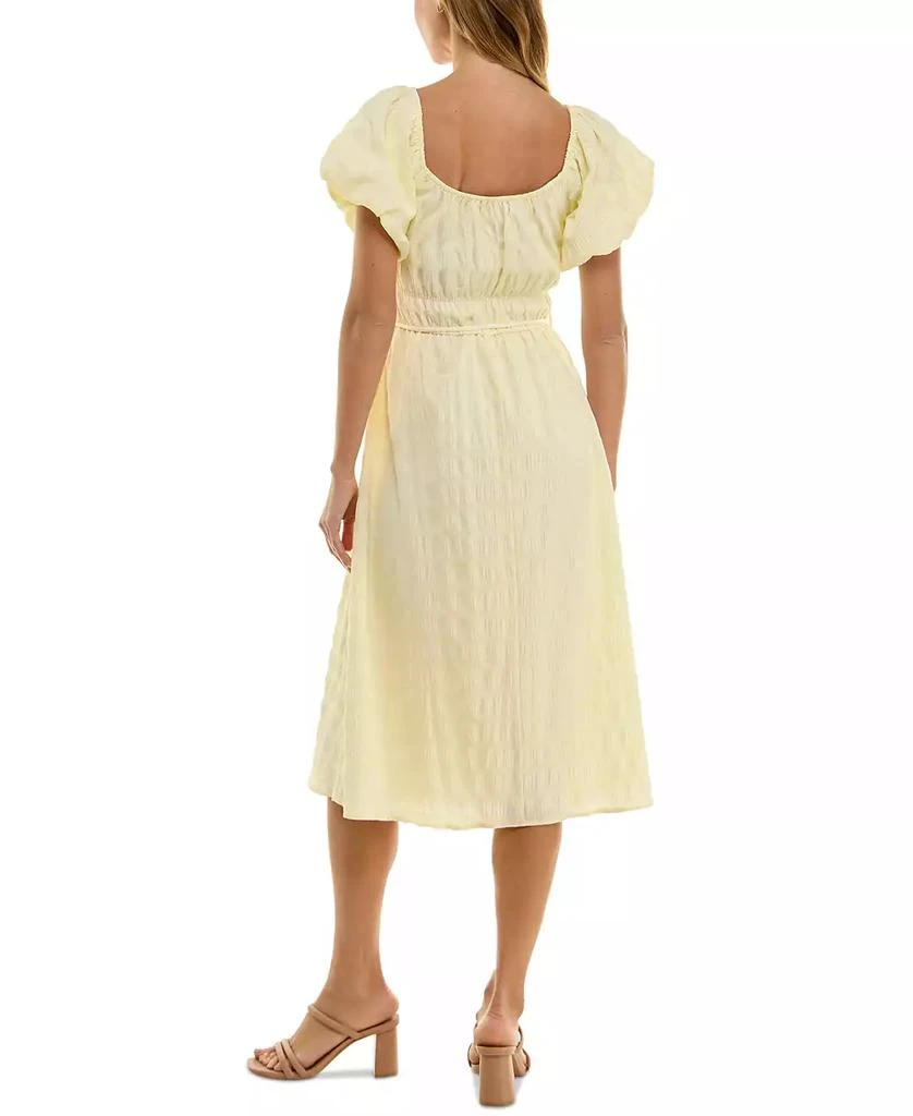 BEAUTY & GRACE Juniors' Textured Puff-Sleeve Midi Dress 3
