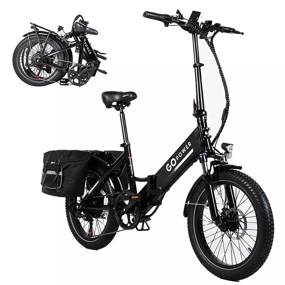 Gopowerbike GoPlus Folding Electric Bike | 20" Fat Tire eBike | 500W Motor, 20mph Top Speed | 45+ Mile Range, 5 Pedal-Assist Levels | Removable Battery | Class 1 & 2