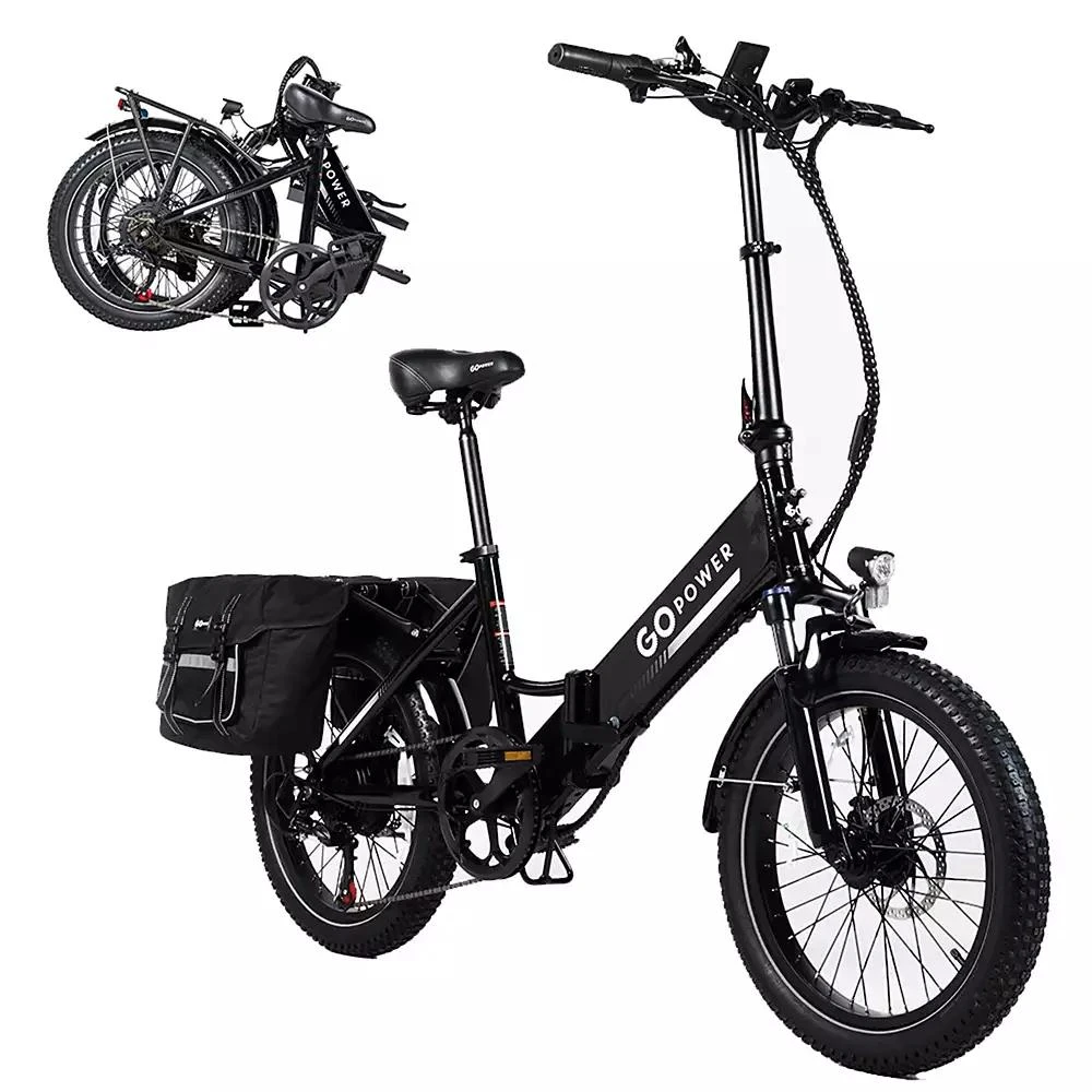 Gopowerbike GoPlus Folding Electric Bike | 20" Fat Tire eBike | 500W Motor, 20mph Top Speed | 45+ Mile Range, 5 Pedal-Assist Levels | Removable Battery | Class 1 & 2 1