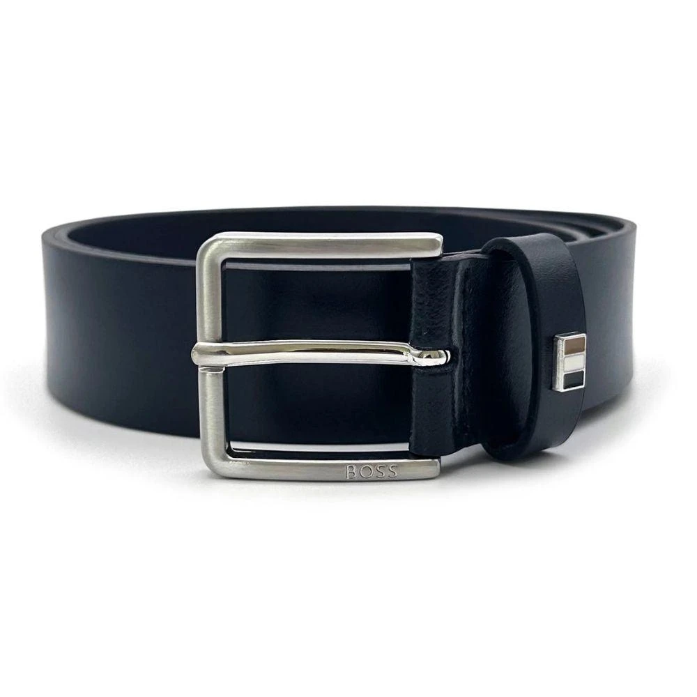 Hugo Boss Men's Ther Flag Leather Belt, Navy 1