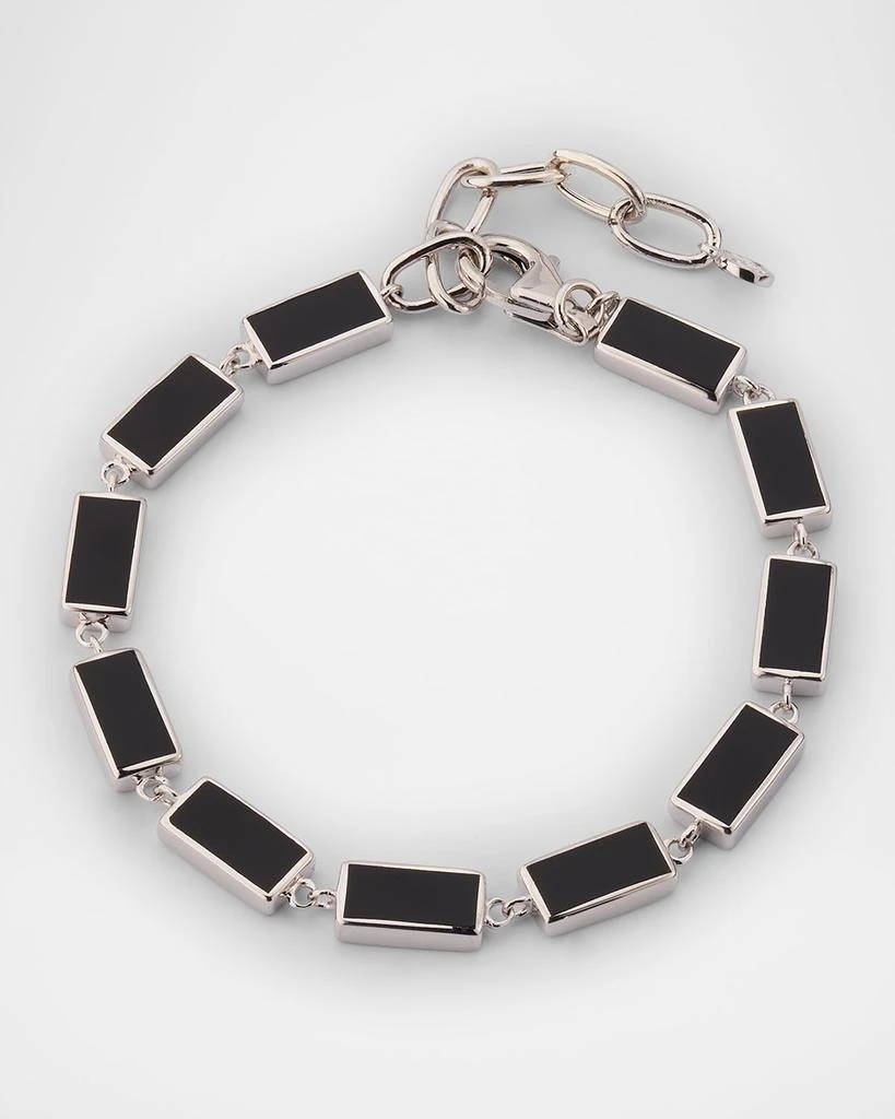 Jan Leslie Men's Sterling Silver and Rectangle Black Onyx Bracelet 1
