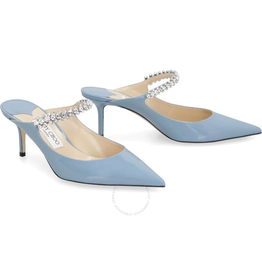 Jimmy Choo Bing 65 Leather Mules In Smoky Blue