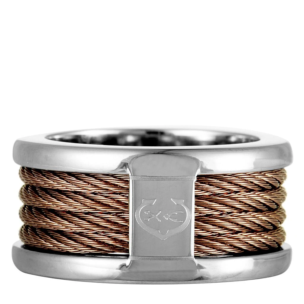 Charriol Forever Stainless Steel and Bronze PVD Cable Band Ring 5
