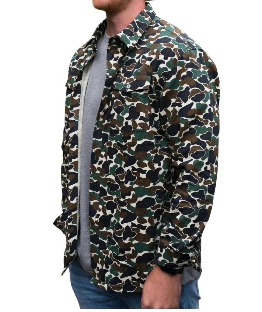 BURLEBO Cotton Twill Button Up Shirt In Throwback Camo 2