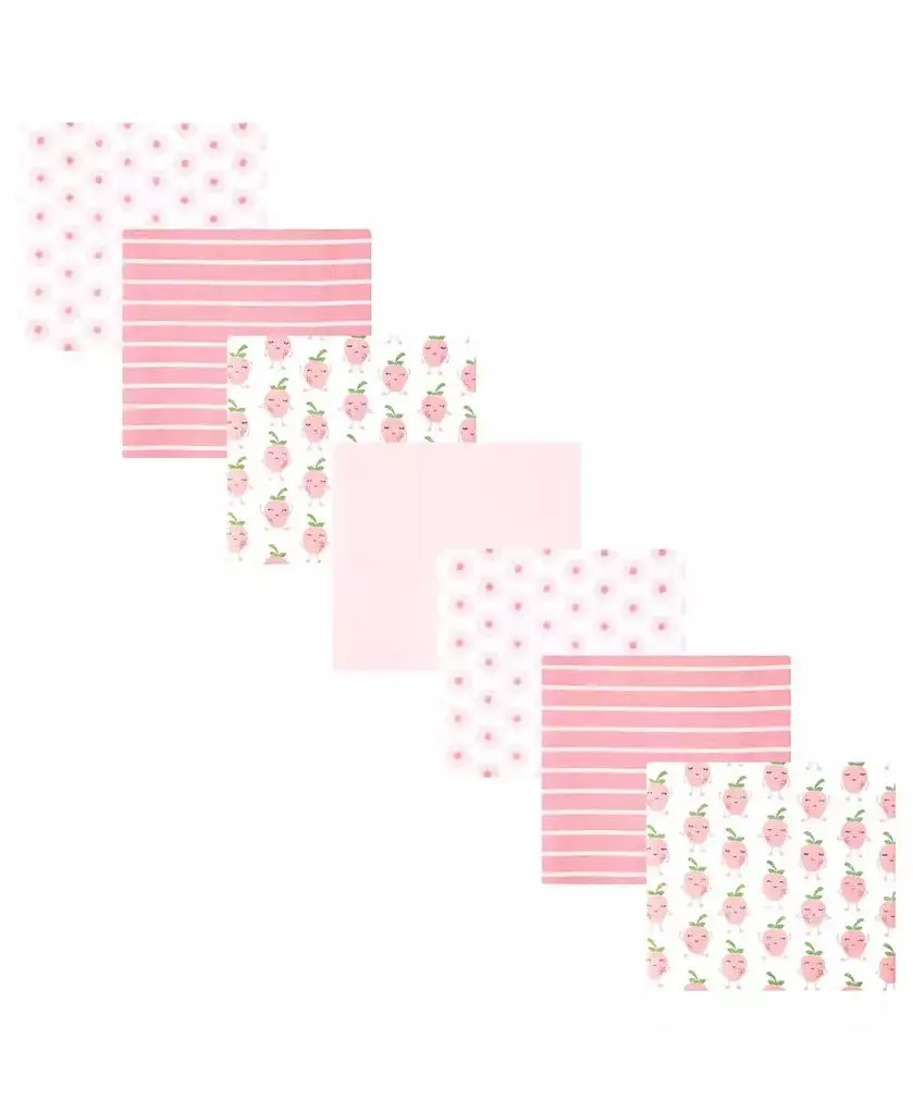 Hudson Girl Cotton Poly Flannel Receiving Blankets Bundle 7-Pack, Happy Strawberries, One Size