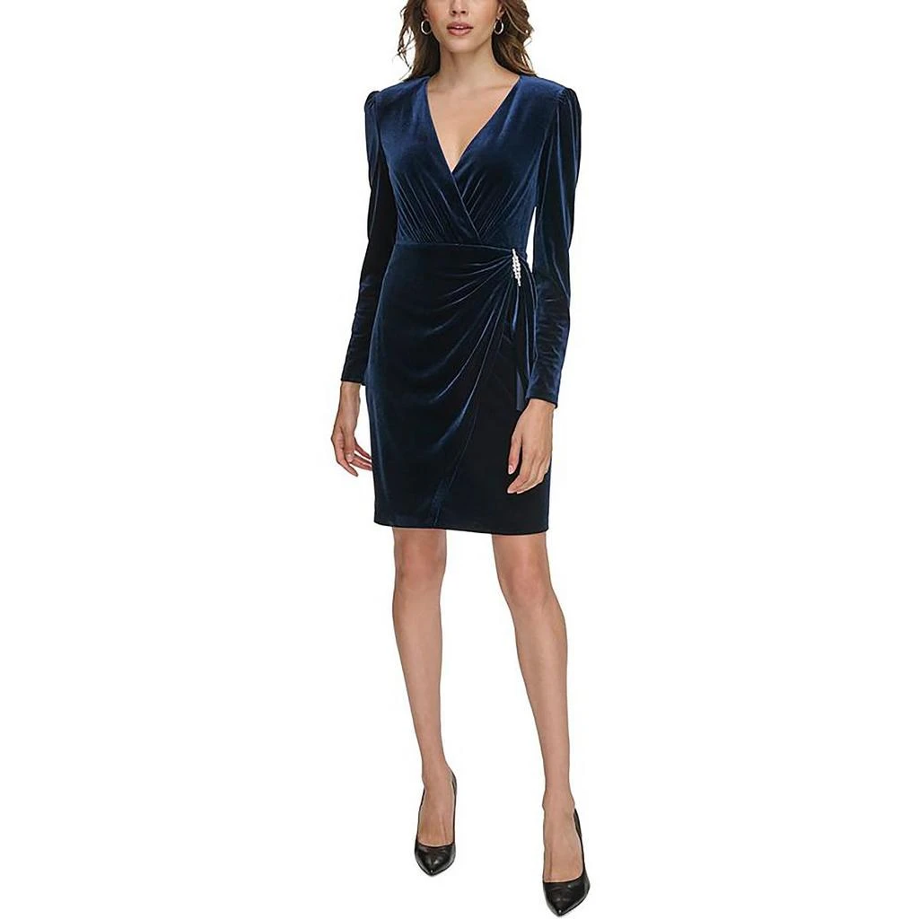 Jessica Howard Womens Velvet Mini Wrap Dress 1