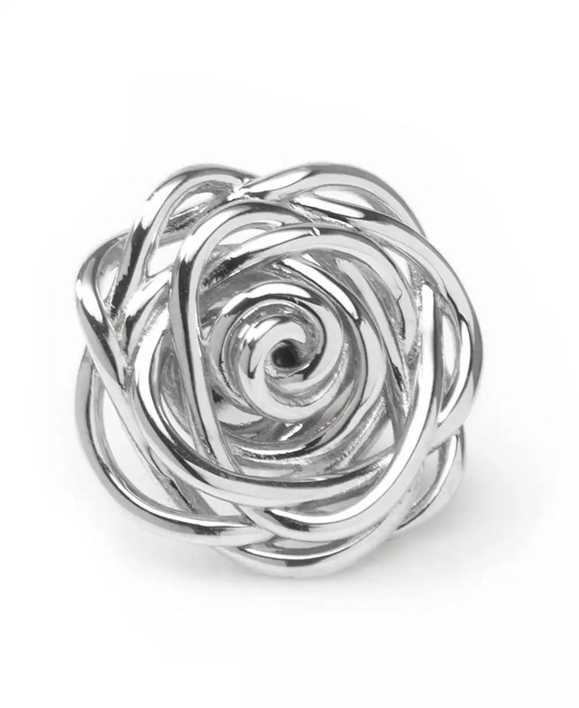 Ox and Bull Trading Co. Men's Sterling Silver Rhodium Plated Rose Lapel Pin