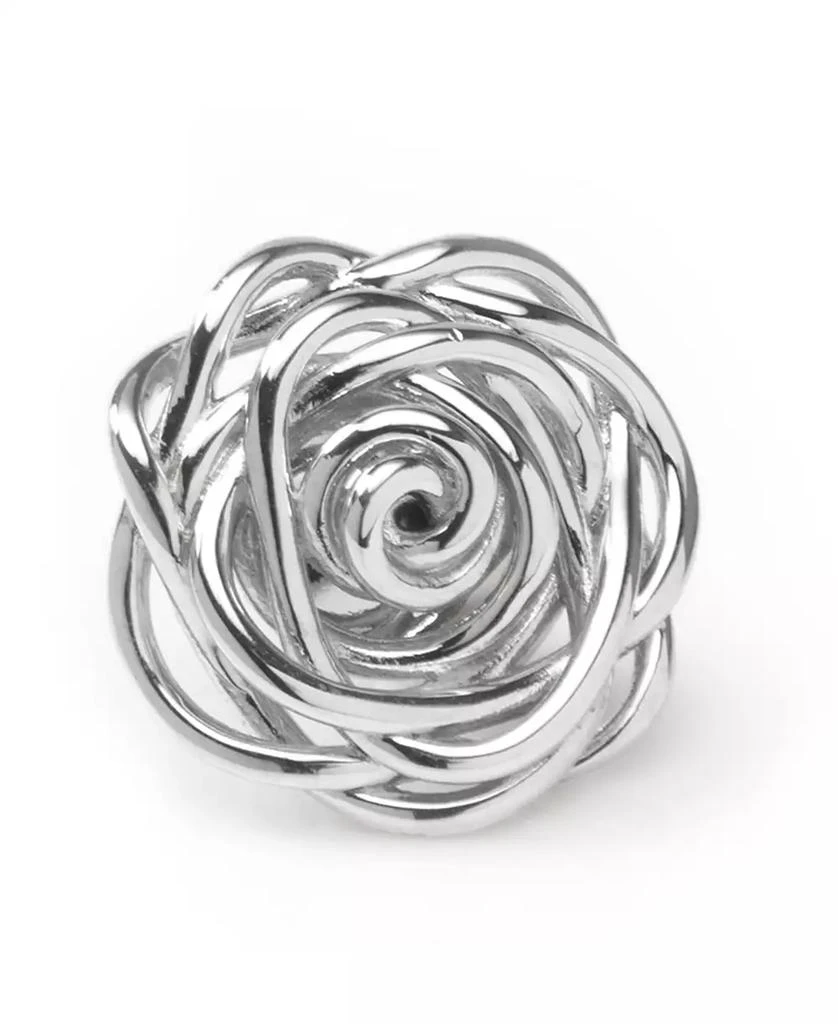 Ox and Bull Trading Co. Men's Sterling Silver Rhodium Plated Rose Lapel Pin 1