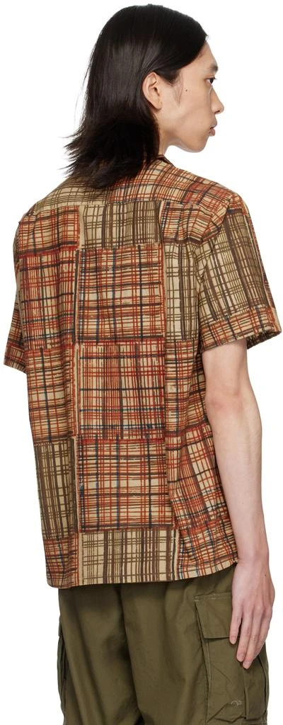 BEAMS PLUS Brown Block Print Shirt 3