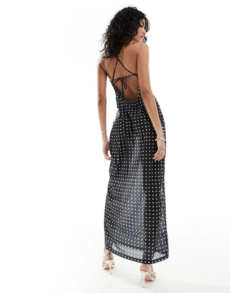 4th & Reckless 4th & Reckless milan sheer polka dot mesh beach dress in black 4