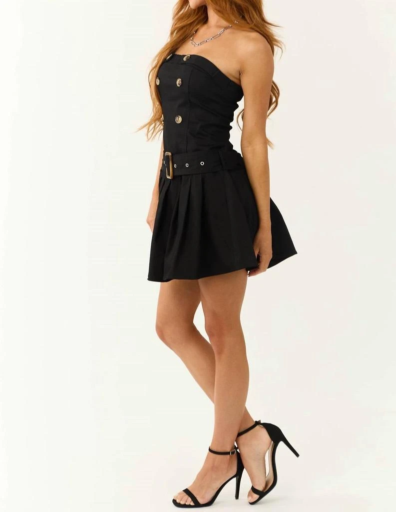 BABY PINK Baby Pink - Strapless Belted Full Pleated Mini Dress 2