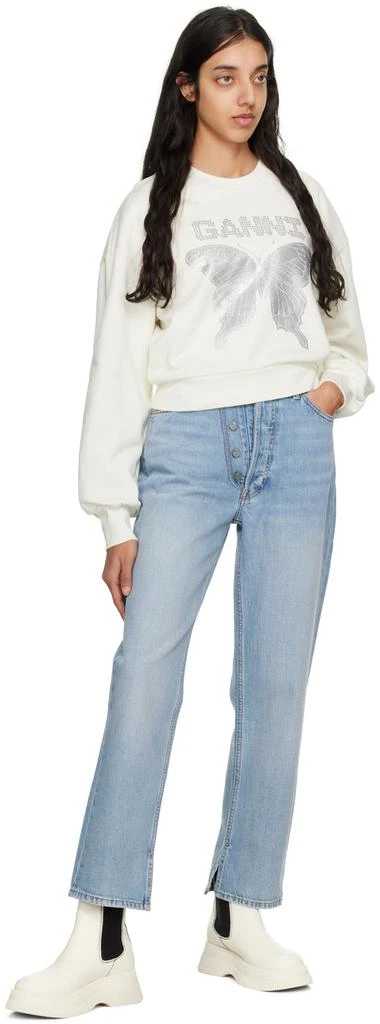 Ganni Off-White Butterfly Sweatshirt 4
