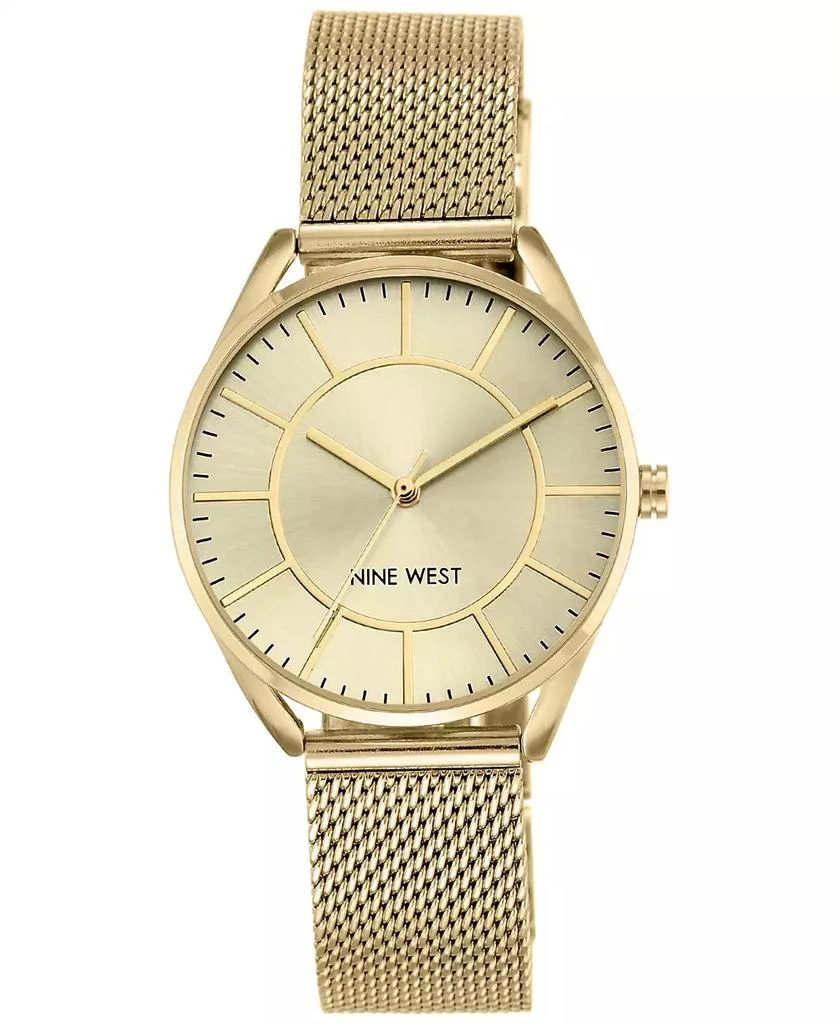 Nine West Women's Gold-Tone Stainless Steel Mesh Bracelet Watch 34mm NW-1922CHGB 1