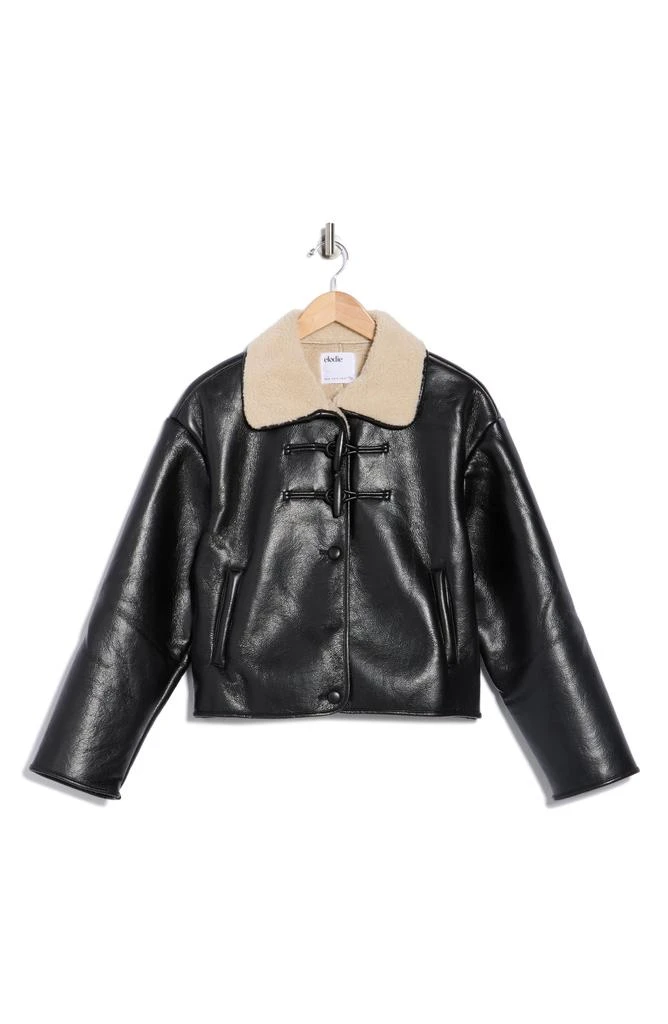 Elodie Faux Shearling Collar Faux Leather Crop Jacket 3