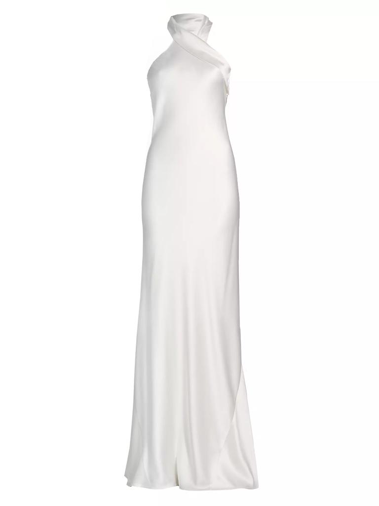 Galvan Pandora Satin Halterneck Gown