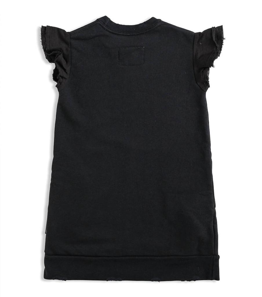 Nununu Girls Ruffled Sleeve Sweat Dress In Black