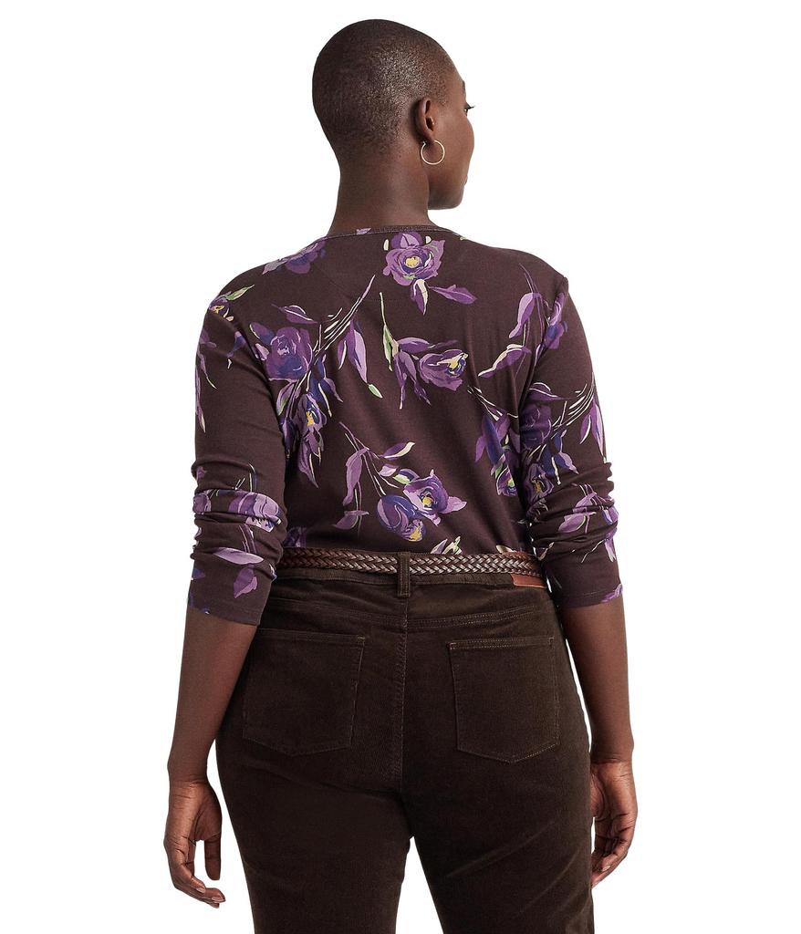 LAUREN Ralph Lauren Plus Size Floral Cotton Long Sleeve Tee