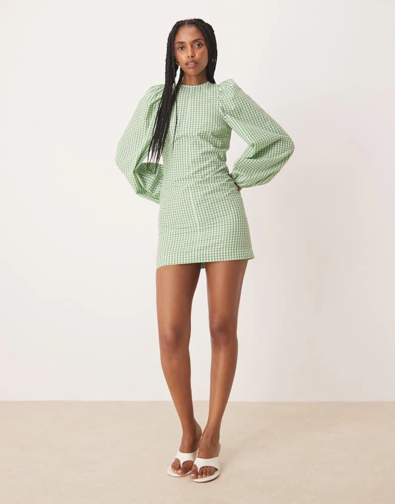 ASOS DESIGN fit and flare mini dress with tie back detail in green gingham   On Sale Now with Up to 57% Off | Discover Exclusive Deals & Savings at  BeyondStyle