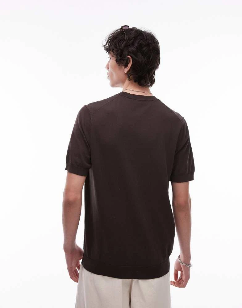 Mango Mango oversized drop sleeve t-shirt in dark brown 2