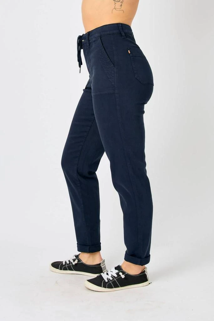 Judy Blue High Waist Garment Dyed Cuffed Jogger Pants In Navy 2