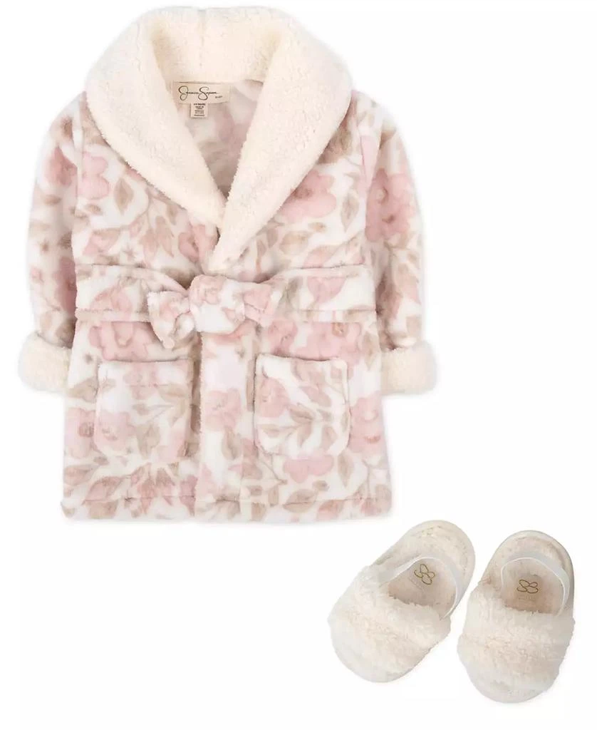 Jessica Simpson Baby Bath Robe with Sherpa Slippers, 2-Piece Set 1