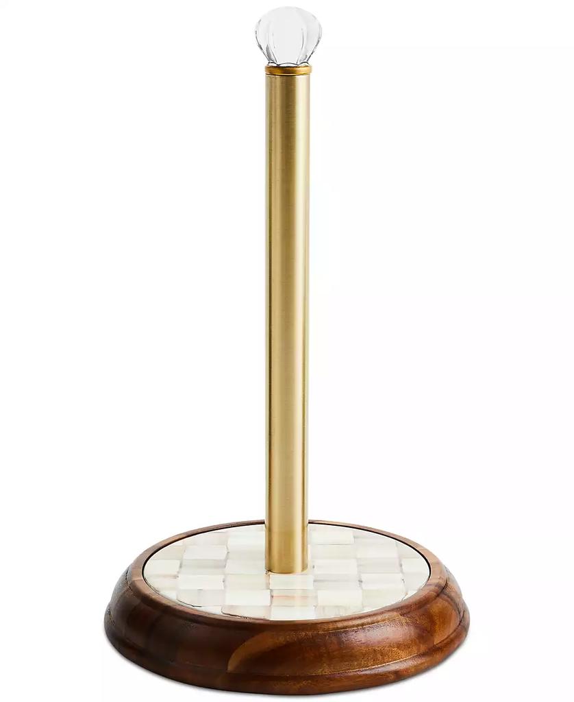 MacKenzie-Childs Mocha Check Wood Paper Towel Holder