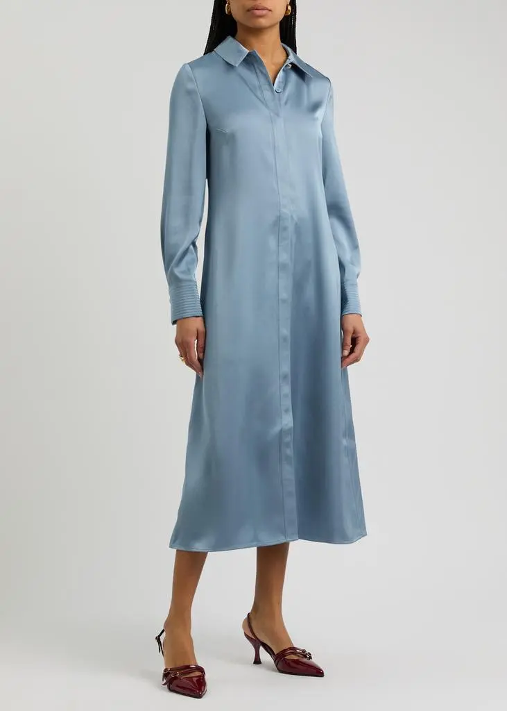 Stine Goya Satin midi shirt dress 2