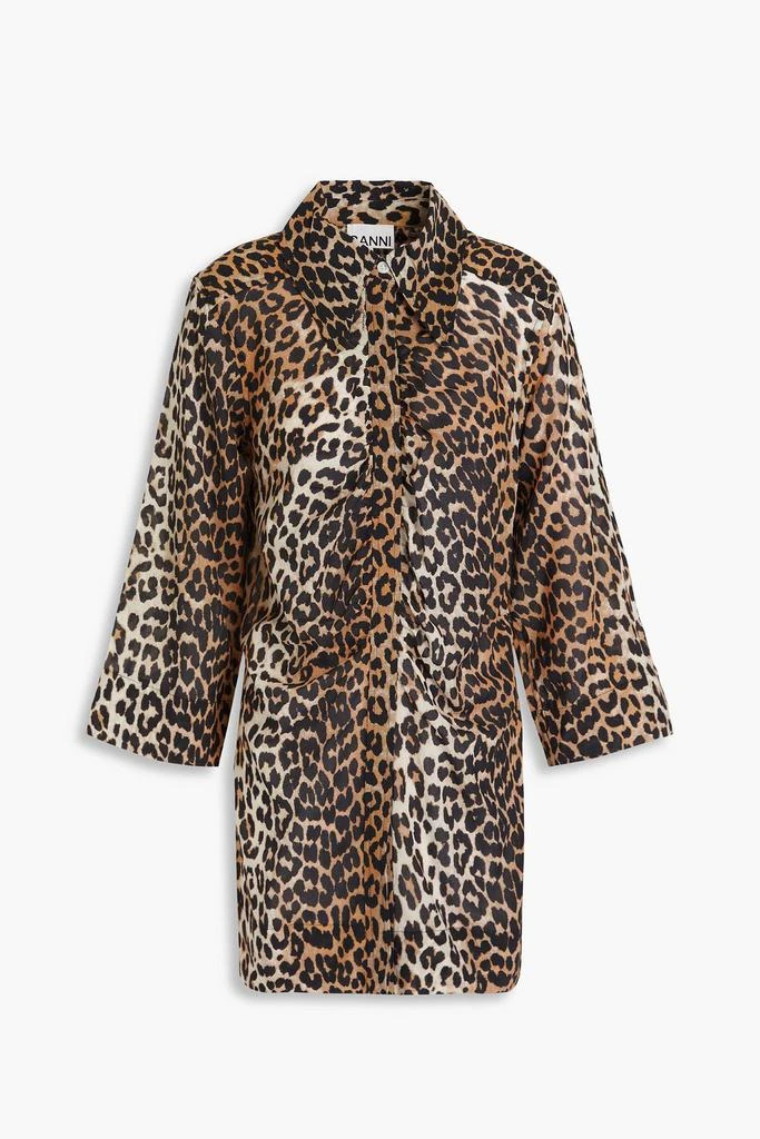Ganni Ruched leopard-print cotton shirt 1