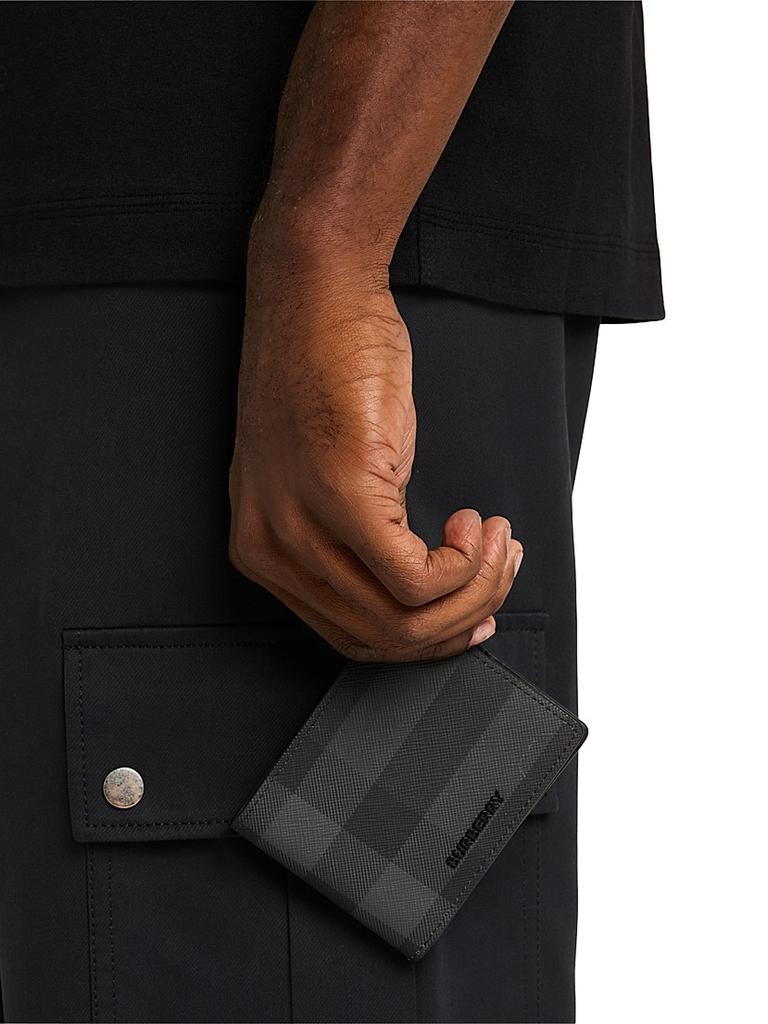 Burberry Check Leather Bi-Fold Wallet