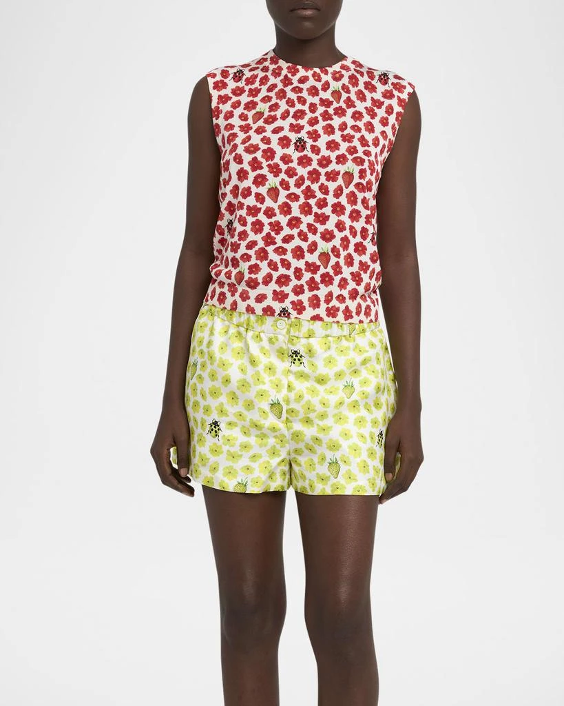 Versace Strawberry Garden Print Silk Knit Tank Top 4