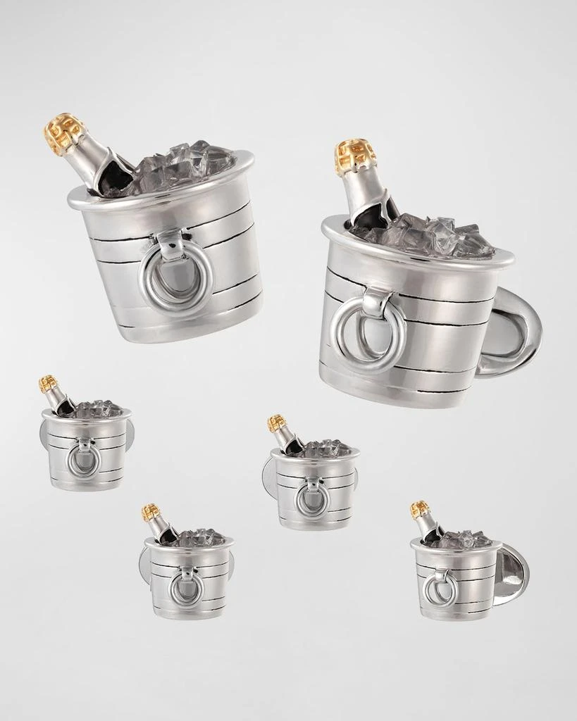 Jan Leslie Men
s Champagne Bucket Cufflink Stud Set