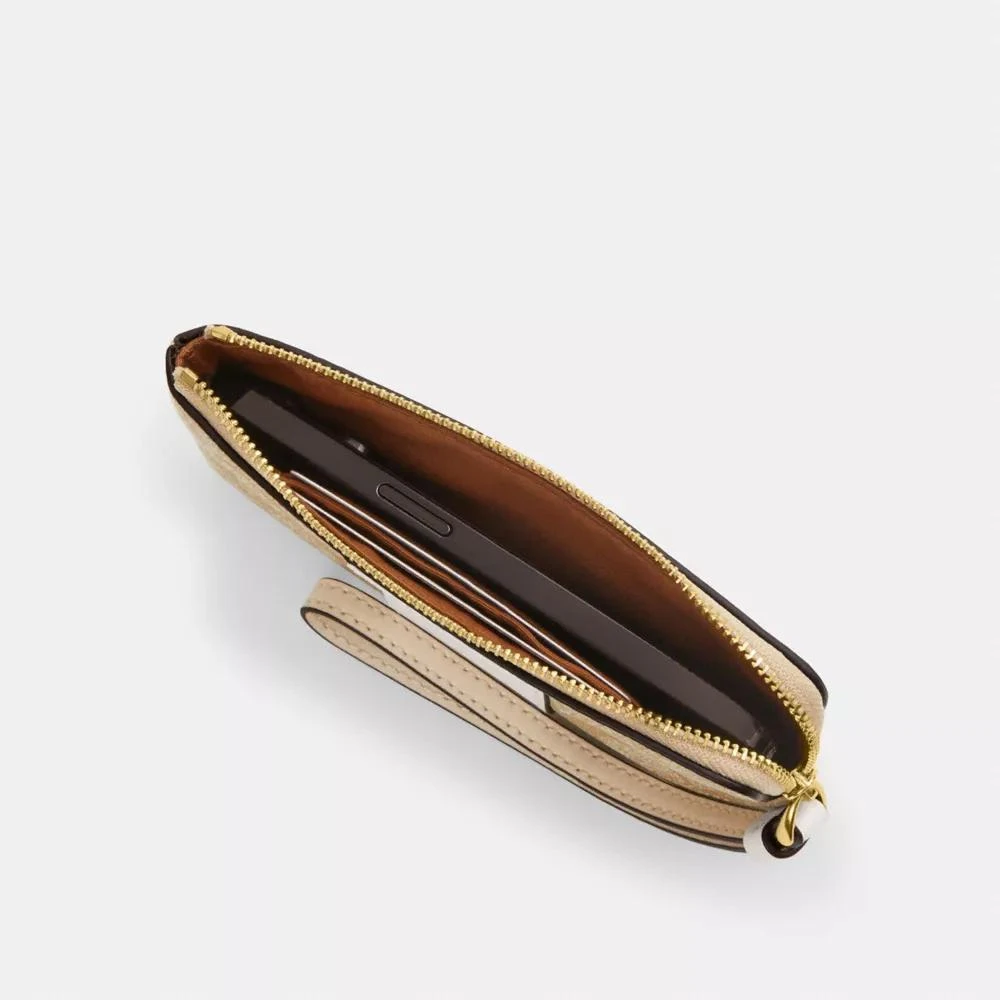 Coach Corner Zip Wristlet In Signature Canvas With Stripe 3