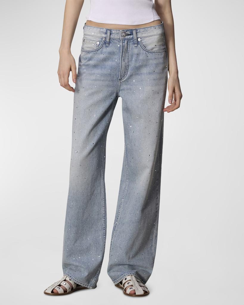 Rag & Bone Logan Wide-Leg Rhinestone Jeans
