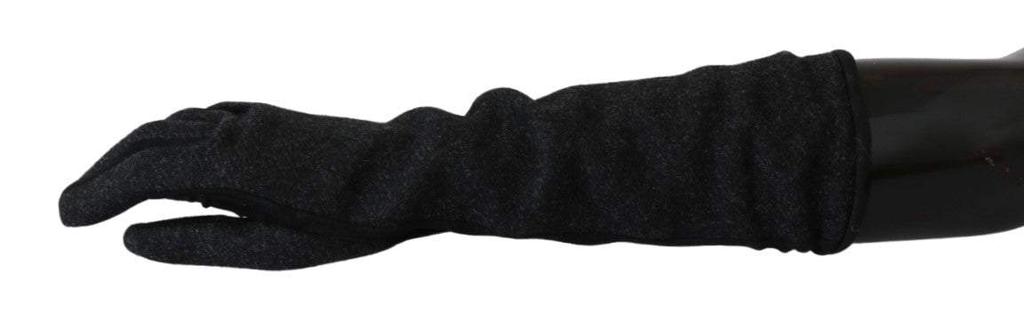 Dolce & Gabbana Dolce & Gabbana Black Gray Mid Arm Length Mittens Wool  Gloves