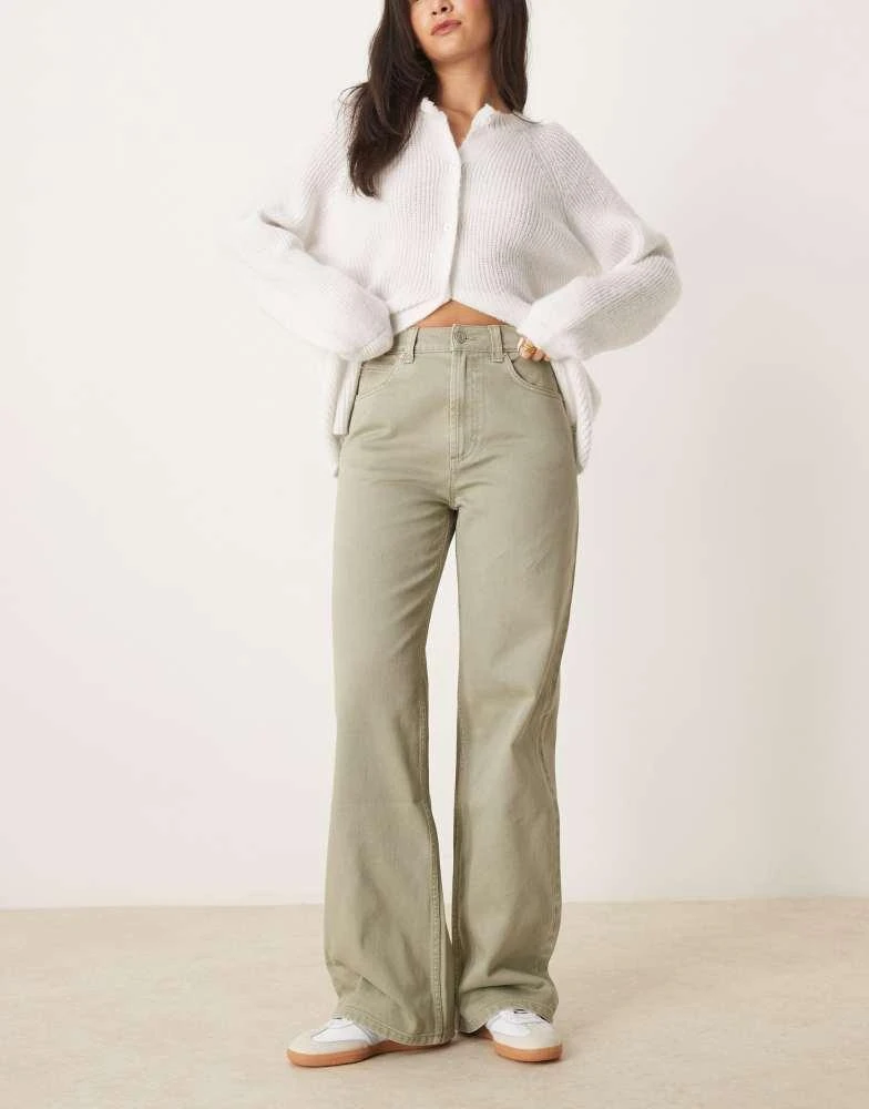 ASOS ASOS DESIGN wide leg dad jeans in khaki 1