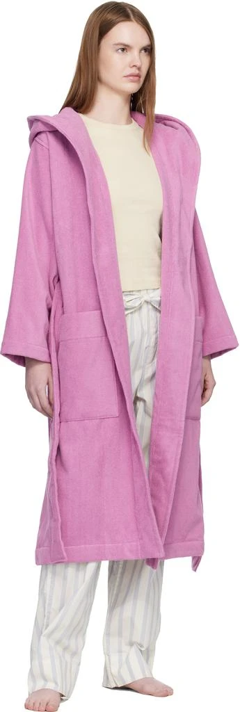 Tekla Pink Terry Hooded Bathrobe 4