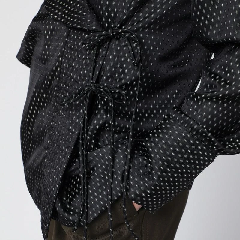 Dries Van Noten Black wrap shirt with jacquard texture 4