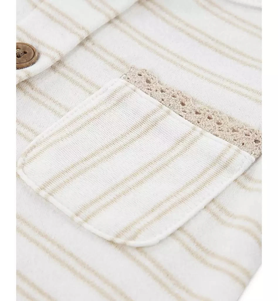 Huggies Baby Girls Cotton Striped Ruffled-Sleeve Romper 3