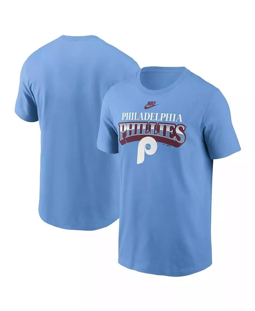 NIKE Men's Light Blue Philadelphia Phillies Cooperstown Collection Wordmark T-Shirt 1