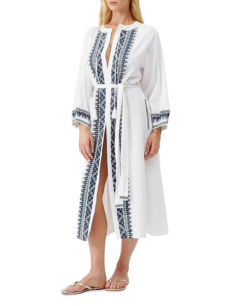 MELISSA ODABASH Embroidered Cotton-Linen Cover-Up Caftan 3