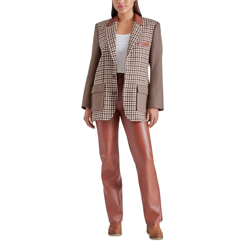 Steve Madden Women's Carolina Mixed-Plaid Long-Sleeve Blazer 5