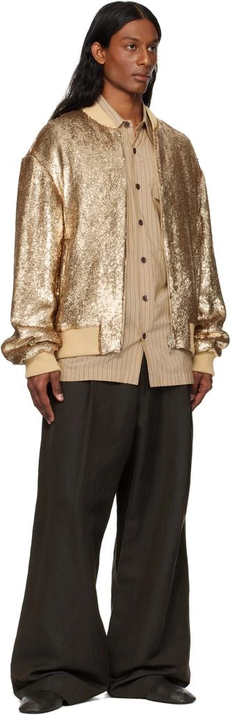 Dries Van Noten Gold Sequinned Bomber Jacket 4